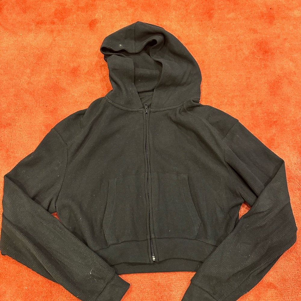 SKIMS Black Cropped Hoodie